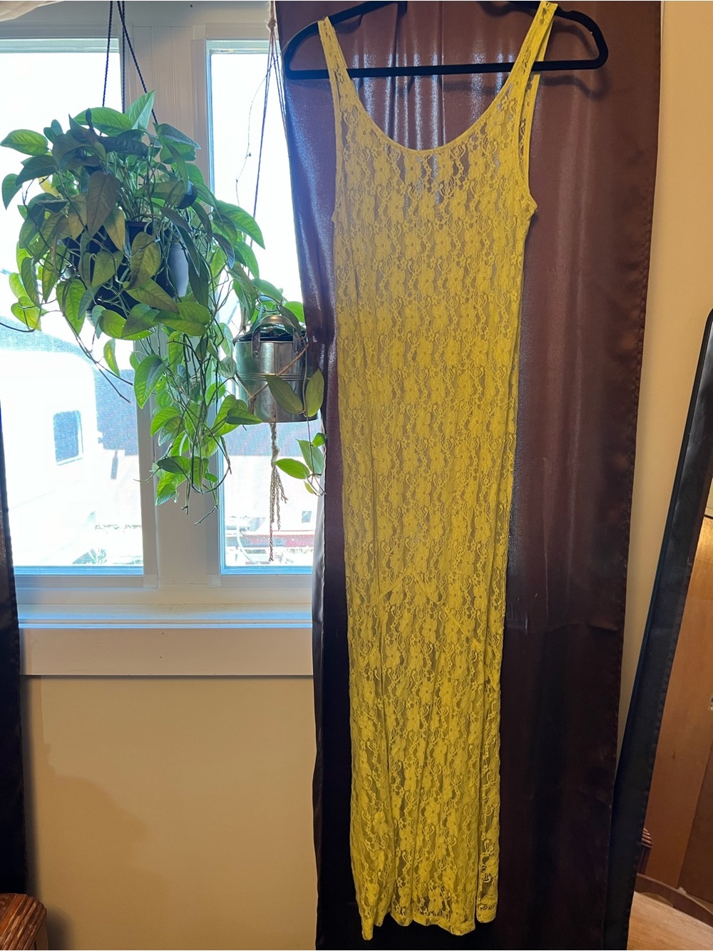 Urban Outfitters Ecote Yellow Lime Lace Tank Maxi Dress Swim Coverup Small
